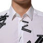 Dolce & Gabbana White Logo Cotton Collared GOLD Dress Shirt