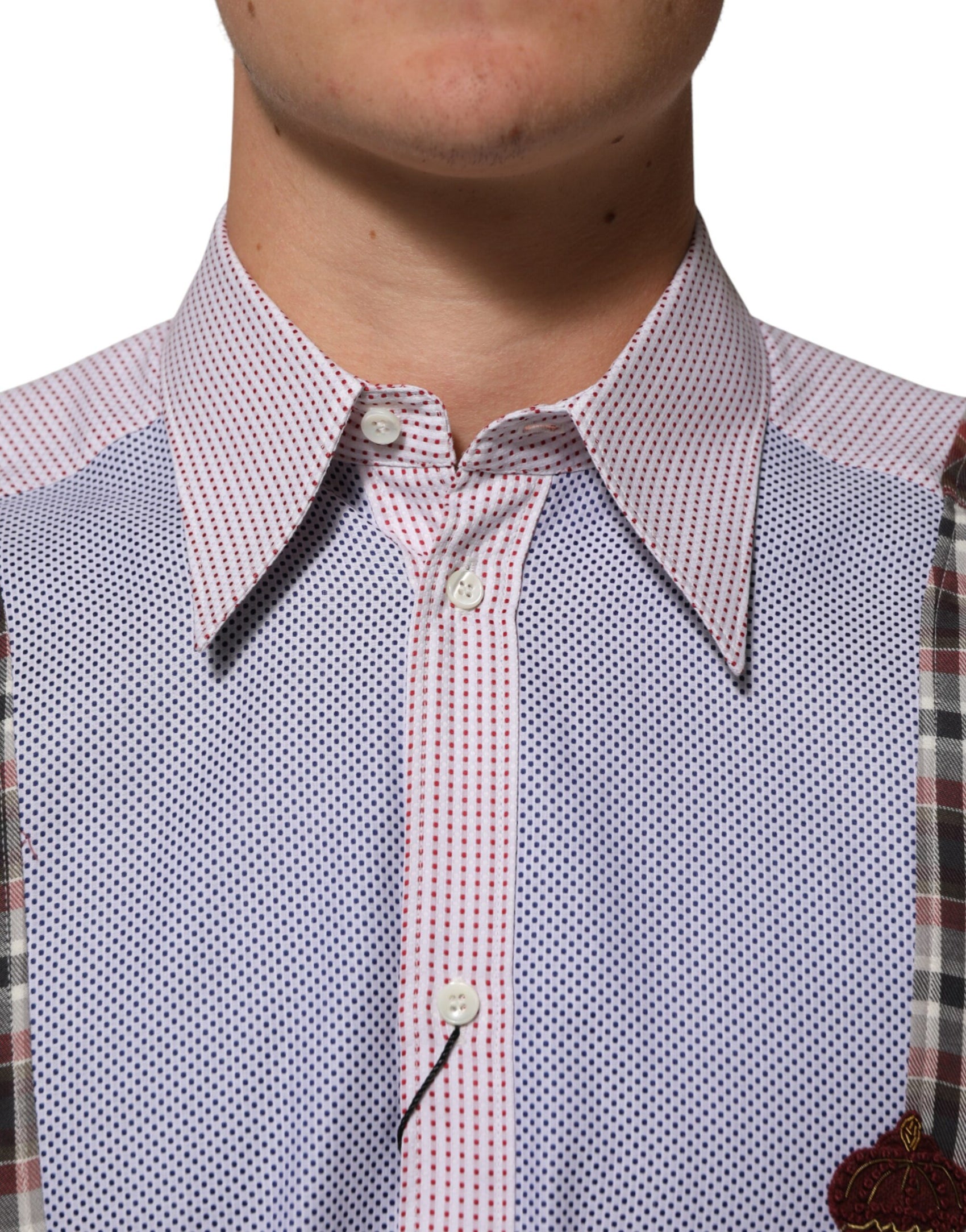 Dolce & Gabbana Multicolor Cotton Collared Checkered Shirt