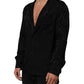 Dolce & Gabbana Black DG Logo Silk Men Long Sleeves Shirt