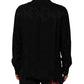 Dolce & Gabbana Black DG Logo Silk Men Long Sleeves Shirt