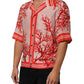 Dolce & Gabbana Shirt Red Corals Short Sleeves Button Down