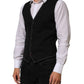 Dolce & Gabbana Black Wool Dress Formal Men Waistcoat Vest