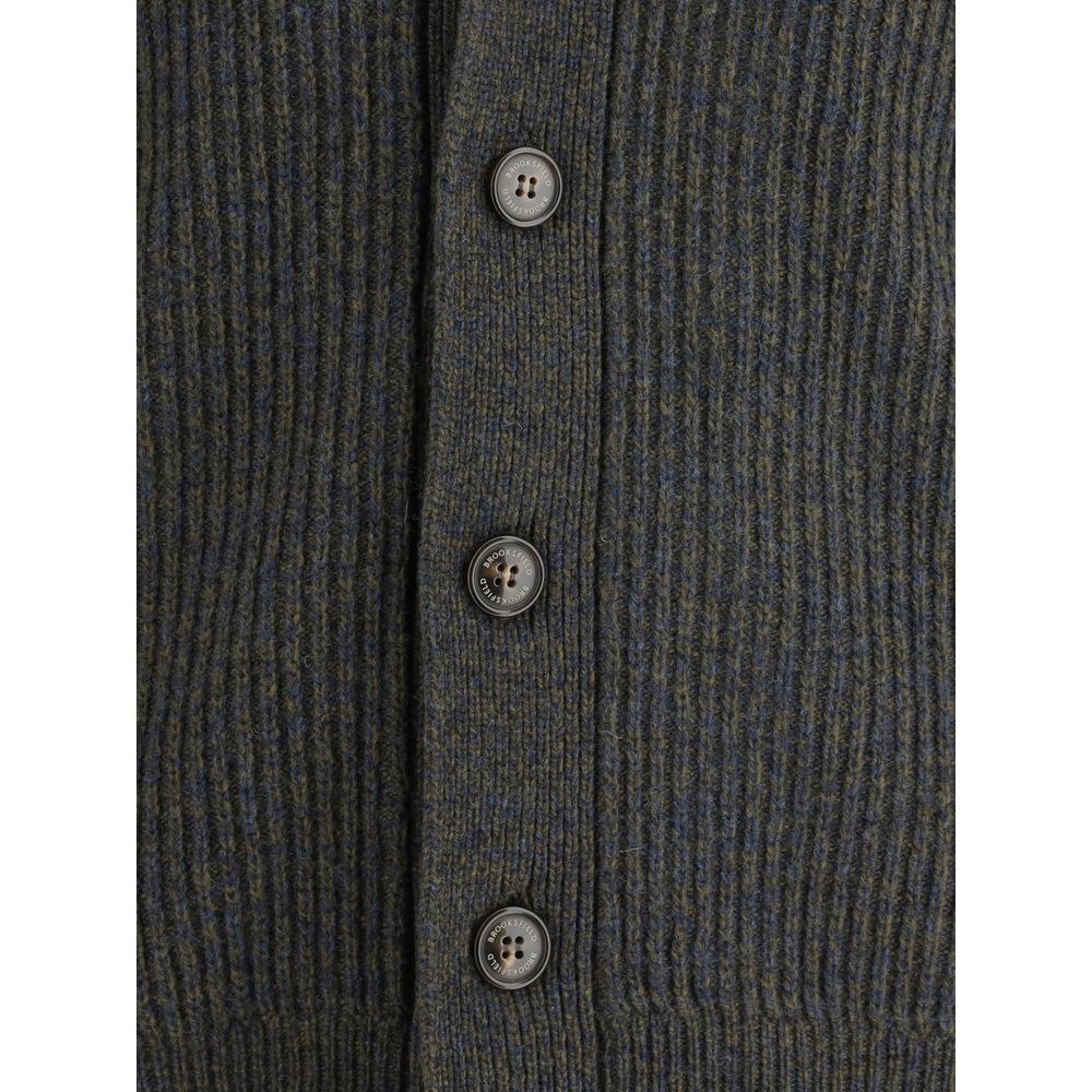 Brooksfield Bicolor Fleece Wool Cardigan