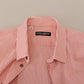 Dolce & Gabbana Red White Striped Cotton Short Sleeve Shirt