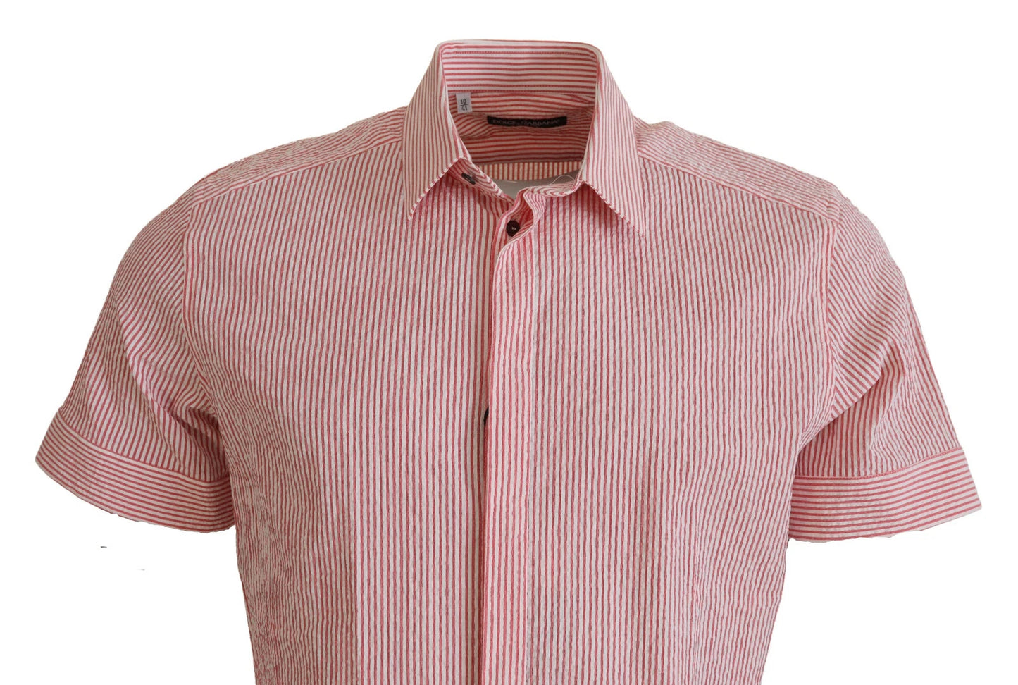 Dolce & Gabbana Red White Striped Cotton Short Sleeve Shirt