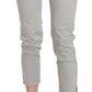 Jucca Cotton Gray High Waist Skinny Cropped Trousers Pants