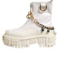 Dolce & Gabbana White Leather Rubber Logo Ankle Boots Shoes