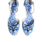 Dolce & Gabbana White Blue Floral Crystal Ankle Straps Shoes