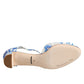 Dolce & Gabbana White Blue Floral Crystal Ankle Straps Shoes