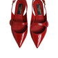 Dolce & Gabbana Red Leather Slingback Flats Sandals Shoes