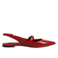 Dolce & Gabbana Red Leather Slingback Flats Sandals Shoes