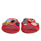 Dolce & Gabbana Red Embellished Flats Slip On Sandals Shoes