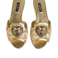 Dolce & Gabbana Gold Devotion Lace Flats Slip On Sandals Shoes