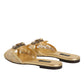 Dolce & Gabbana Gold Devotion Lace Flats Slip On Sandals Shoes