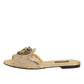 Dolce & Gabbana Gold Devotion Lace Flats Slip On Sandals Shoes