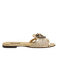 Dolce & Gabbana Gold Devotion Lace Flats Slip On Sandals Shoes
