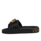 Dolce & Gabbana Black Devotion Matelassé Leather Slides Shoes
