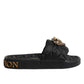 Dolce & Gabbana Black Devotion Matelassé Leather Slides Shoes