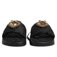 Dolce & Gabbana Black Devotion Matelassé Leather Slides Shoes