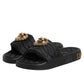 Dolce & Gabbana Black Devotion Matelassé Leather Slides Shoes