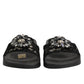 Dolce & Gabbana Black Devotion Matelassé Leather Slides Shoes