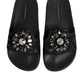 Dolce & Gabbana Black Devotion Matelassé Leather Slides Shoes