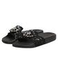 Dolce & Gabbana Black Devotion Matelassé Leather Slides Shoes
