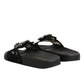 Dolce & Gabbana Black Devotion Matelassé Leather Slides Shoes