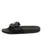 Dolce & Gabbana Black Devotion Matelassé Leather Slides Shoes