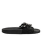 Dolce & Gabbana Black Devotion Matelassé Leather Slides Shoes