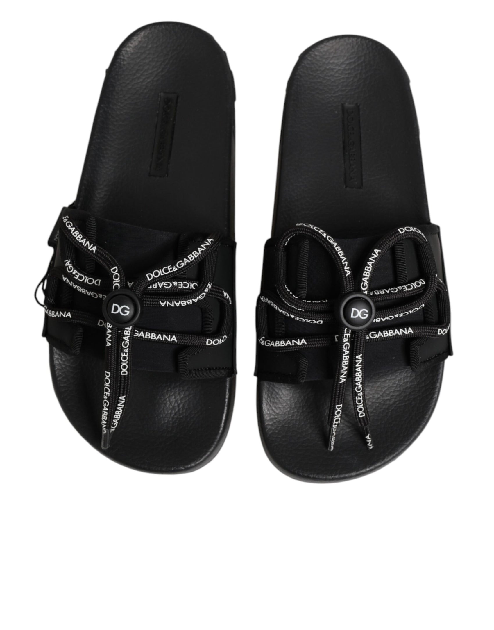 Dolce & Gabbana Black logo print Slides Beachwear Shoes