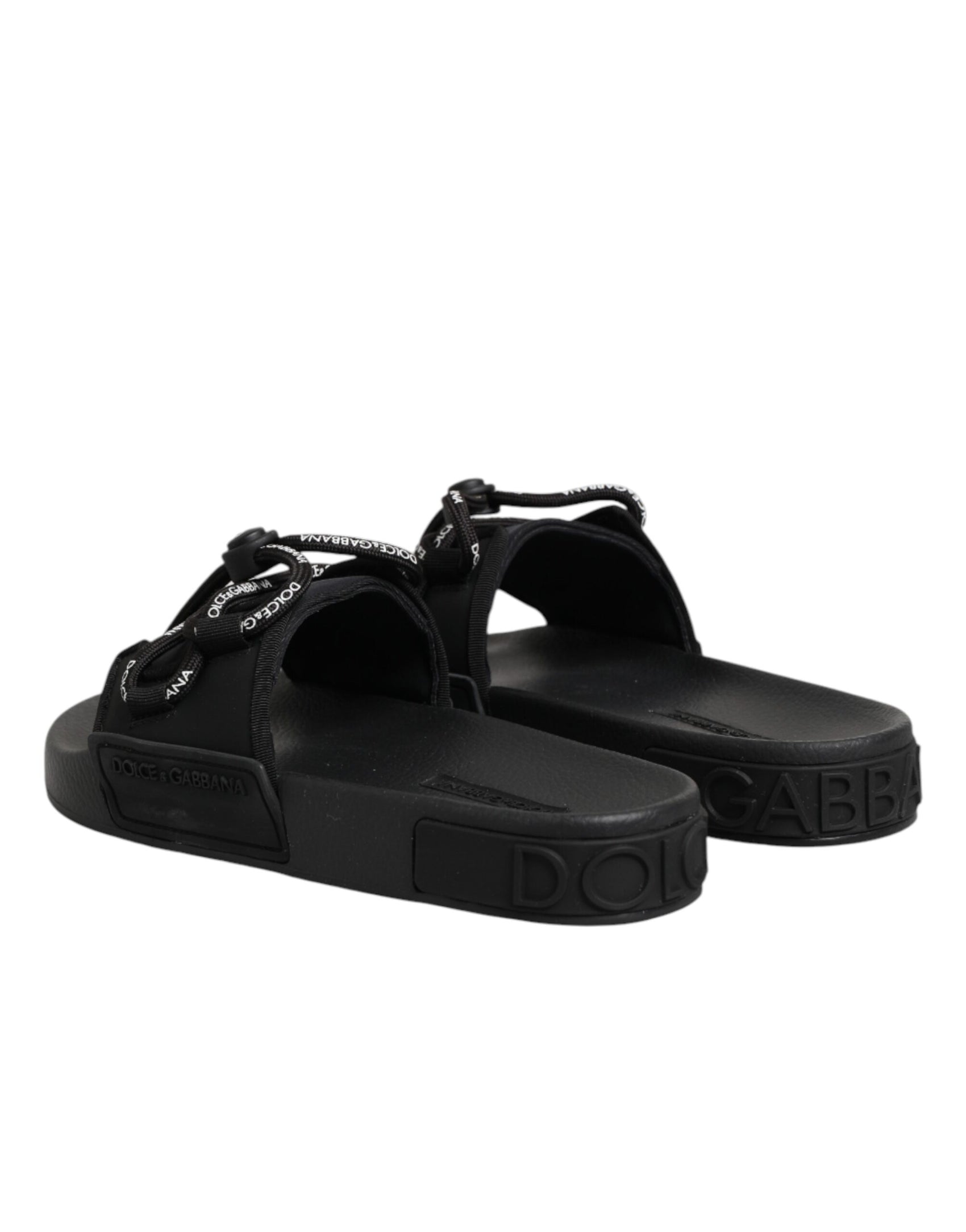 Dolce & Gabbana Black logo print Slides Beachwear Shoes