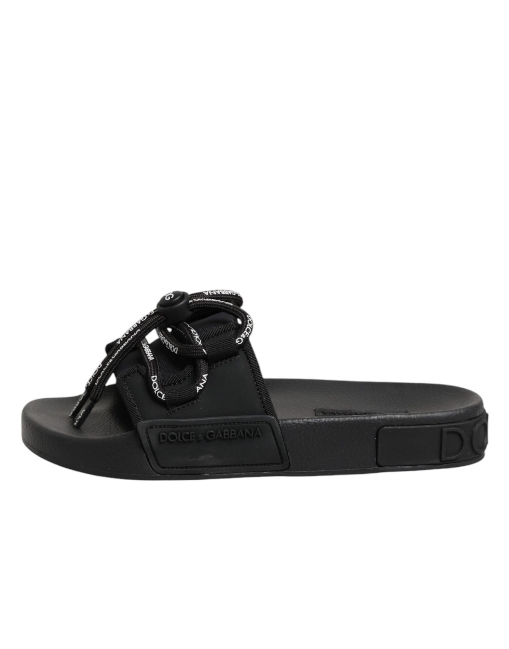 Dolce & Gabbana Black logo print Slides Beachwear Shoes