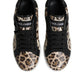 Dolce & Gabbana Brown Leather Leopard Low Top Sneakers Shoes