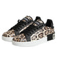 Dolce & Gabbana Brown Leather Leopard Low Top Sneakers Shoes