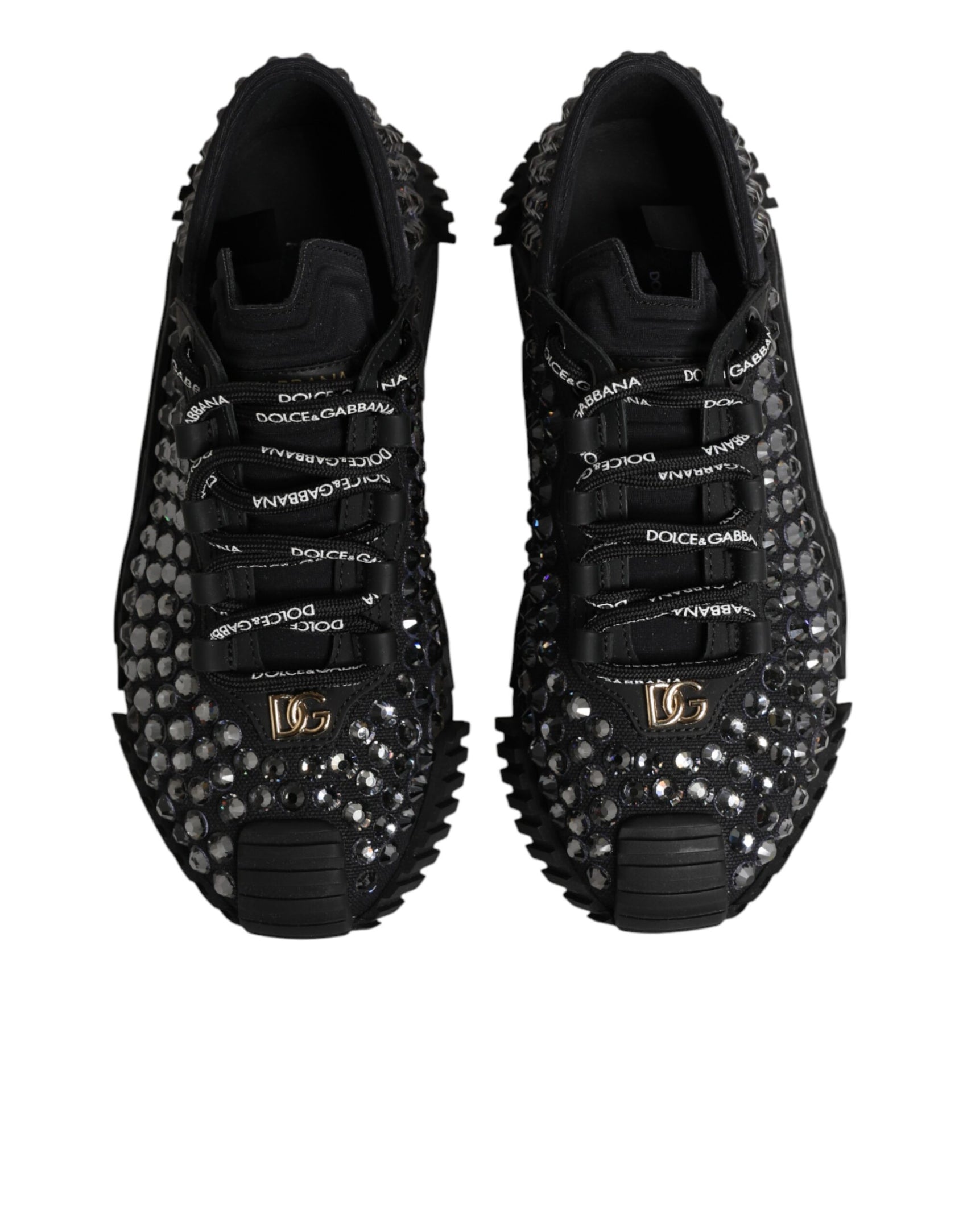 Dolce & Gabbana Shoes Black Embellished Low Top NS1 Sneakers Shoes
