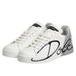 Dolce & Gabbana White Gray Low Top Leather Sneaker Shoes