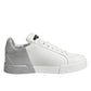 Dolce & Gabbana White Gray Low Top Leather Sneaker Shoes