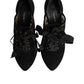 Dolce & Gabbana Black Floral High Heels LACE-UPS Pumps Shoes