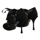 Dolce & Gabbana Black Floral High Heels LACE-UPS Pumps Shoes
