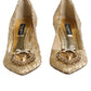 Dolce & Gabbana Gold Taormina Lace DEVOTION Pumps Shoes
