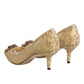 Dolce & Gabbana Gold Taormina Lace DEVOTION Pumps Shoes