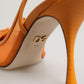 Dolce & Gabbana Orange Leather Mesh Heels Slingback  Shoes