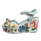 Dolce & Gabbana Green Floral Ankle Strap Wedge Sandals Shoes