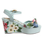 Dolce & Gabbana Green Floral Ankle Strap Wedge Sandals Shoes