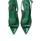 Dolce & Gabbana Green Leather Mesh Heels Slingback  Shoes