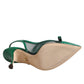 Dolce & Gabbana Green Leather Mesh Heels Slingback  Shoes