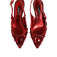 Dolce & Gabbana Red Crystal Embellished Slingbacks Shoes