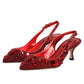 Dolce & Gabbana Red Crystal Embellished Slingbacks Shoes