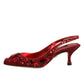 Dolce & Gabbana Red Crystal Embellished Slingbacks Shoes